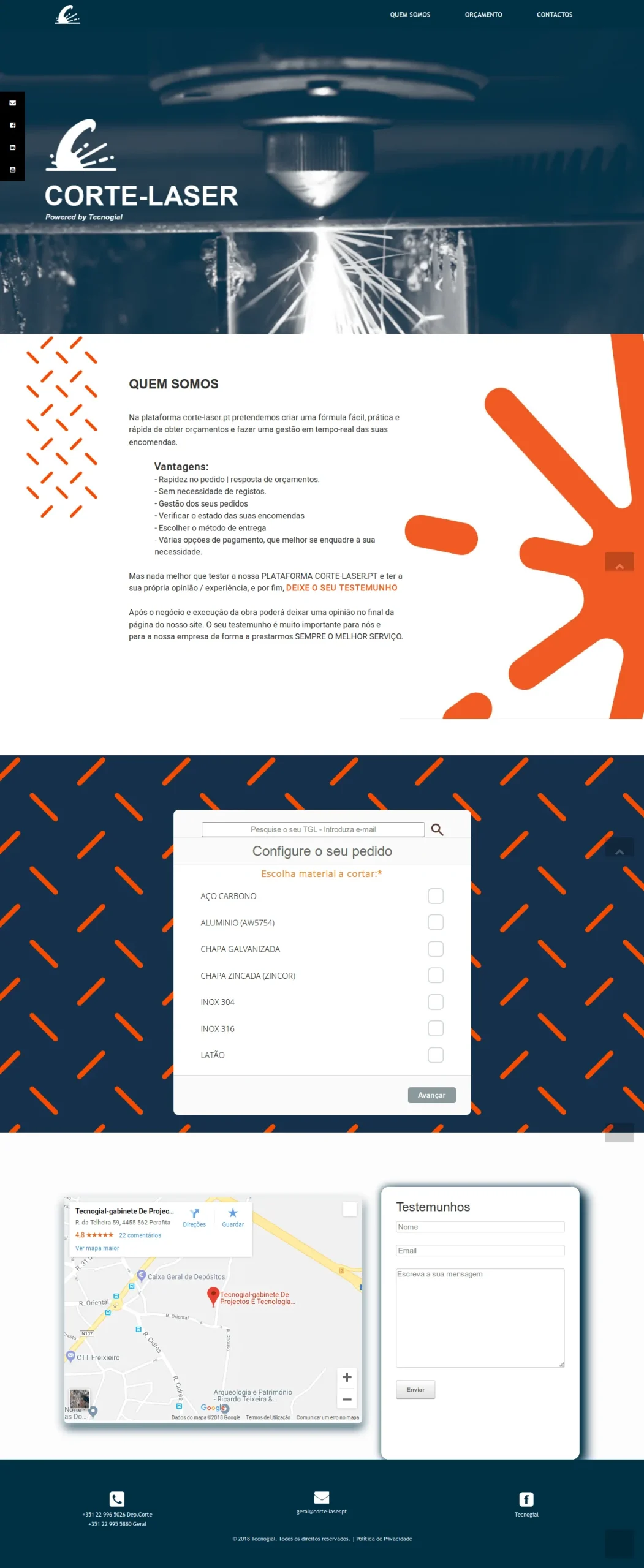 Corte a laser - Homepage
